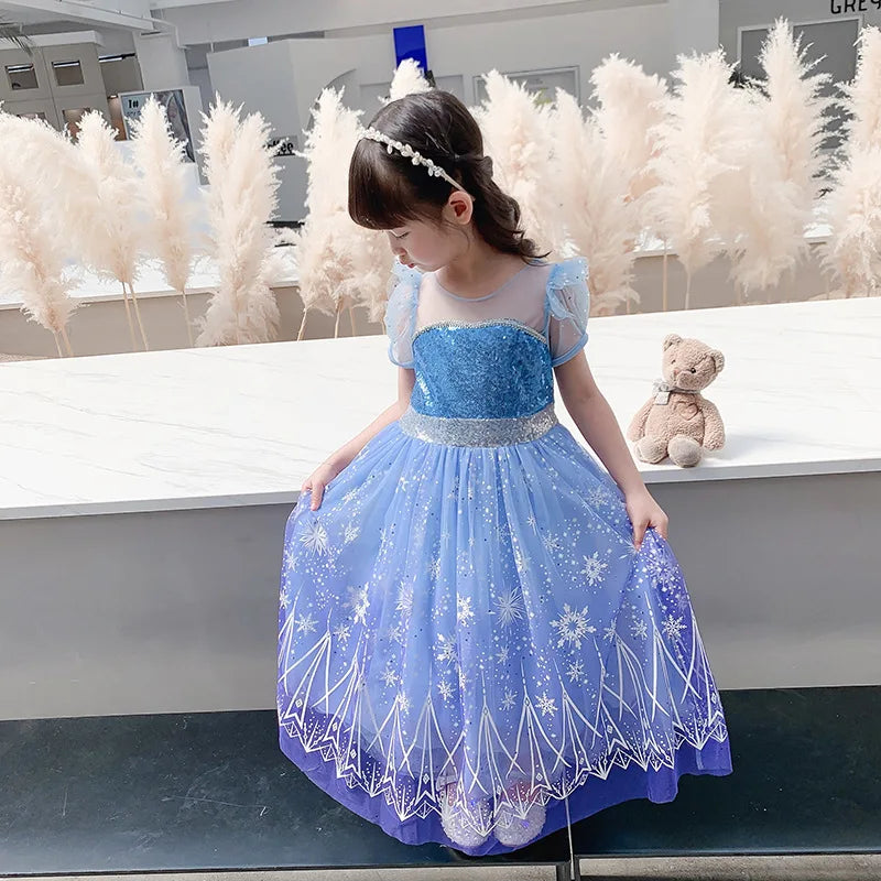 Fantasia Infantil Cosplay Elsa com LED Meninas Aniversário Festa Role Playing Vestido de Princesa com Capa Fantasia de Carnaval Halloween