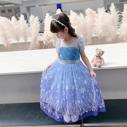 Fantasia Infantil Cosplay Elsa com LED Meninas Aniversário Festa Role Playing Vestido de Princesa com Capa Fantasia de Carnaval Halloween