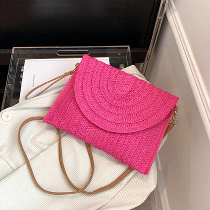 Straw Woven Shoulder Crossbody Bag Beach Clutch Handbag Casual Summer Handmade Envelope Bags for Women Totes Purse