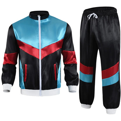 1990s Disco Tracksuit 2pcs Jogging Wear Retro Style Carnival Theme Party Suit Live Cosplay Jacket and Pants  cosplay costumes
