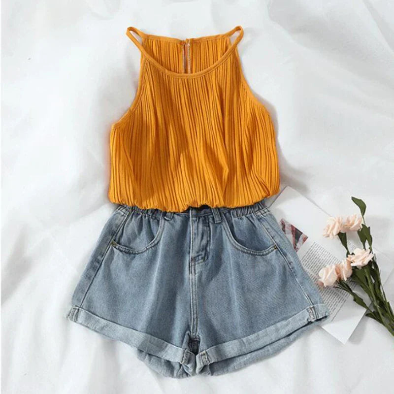Summer High Waist Denim Shorts Women Casual Loose Ladies Fashion Plus Size Elastic Waist Wide Leg Short Jeans Female