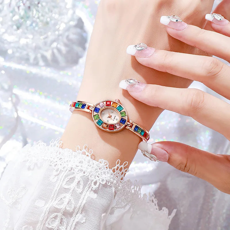 Fashion Rhinestone Women Watch Square Dial Ladies Quartz Watches Bracelet Band Wristwatches