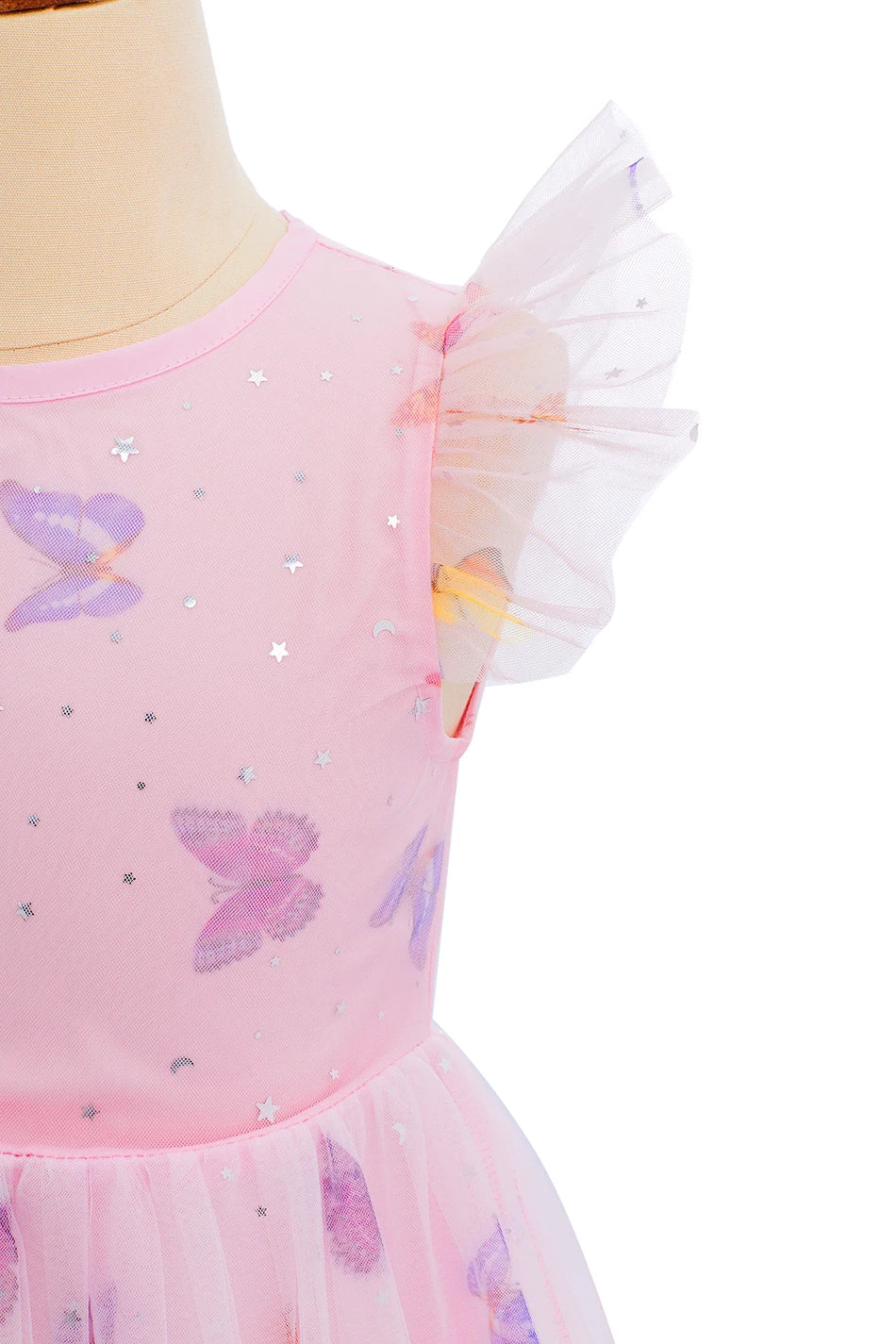 2026 Baby Girl Summer Dresses Kids Pink Butterfly Printed Princess Dress Children Birthday Party Dress Up Girls Fashion Clothes