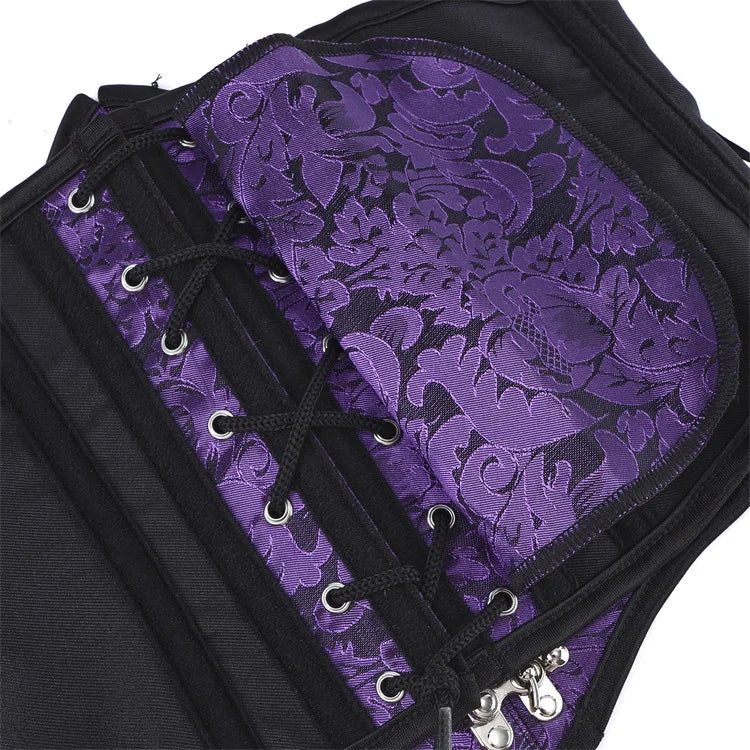 Underbust Purple Corset Woman Belt Plus Size Top Short Plastic Boned Girdles Slimming Waist Shapers Gothic Clothing Bodice