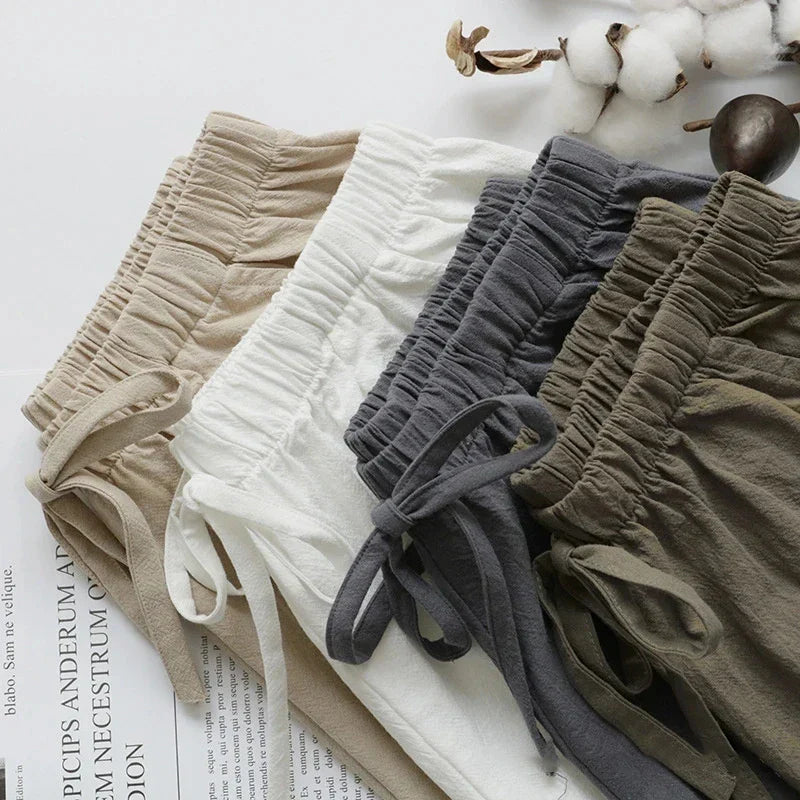Summer Women Cotton Linen Shorts High Waist Shorts Short Pants Women Fashion Casual Sports Shorts Female S-3XL