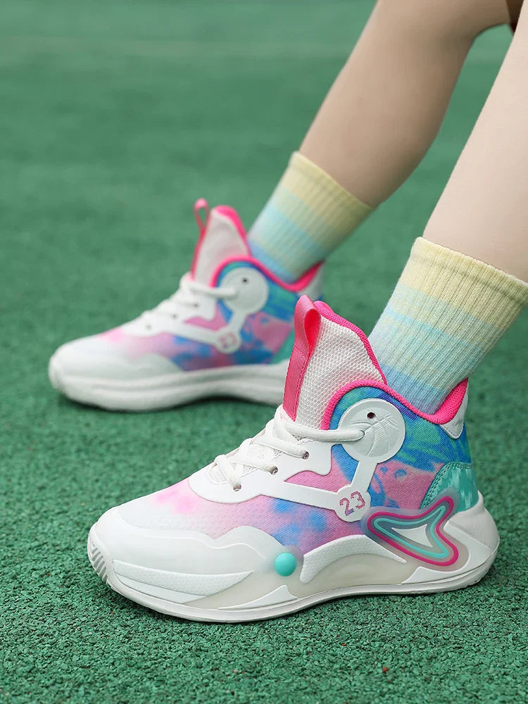 Children Basketball Shoes Breathable Mesh Boys Fashion Sneakers Girls School Sport Shoes Kids Casual Trainers Outdoor Athletic