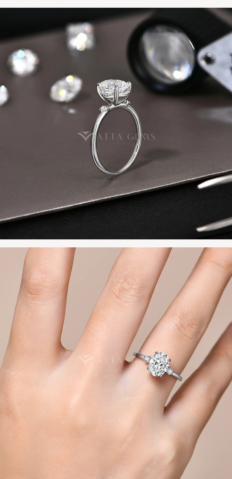 2CT Oval Cut Moissanite Solitaire Ring for Women Lab Grown VVS1 Diamond 9*7mm S925 Silver 18K Gold Wedding Fine Jewelry