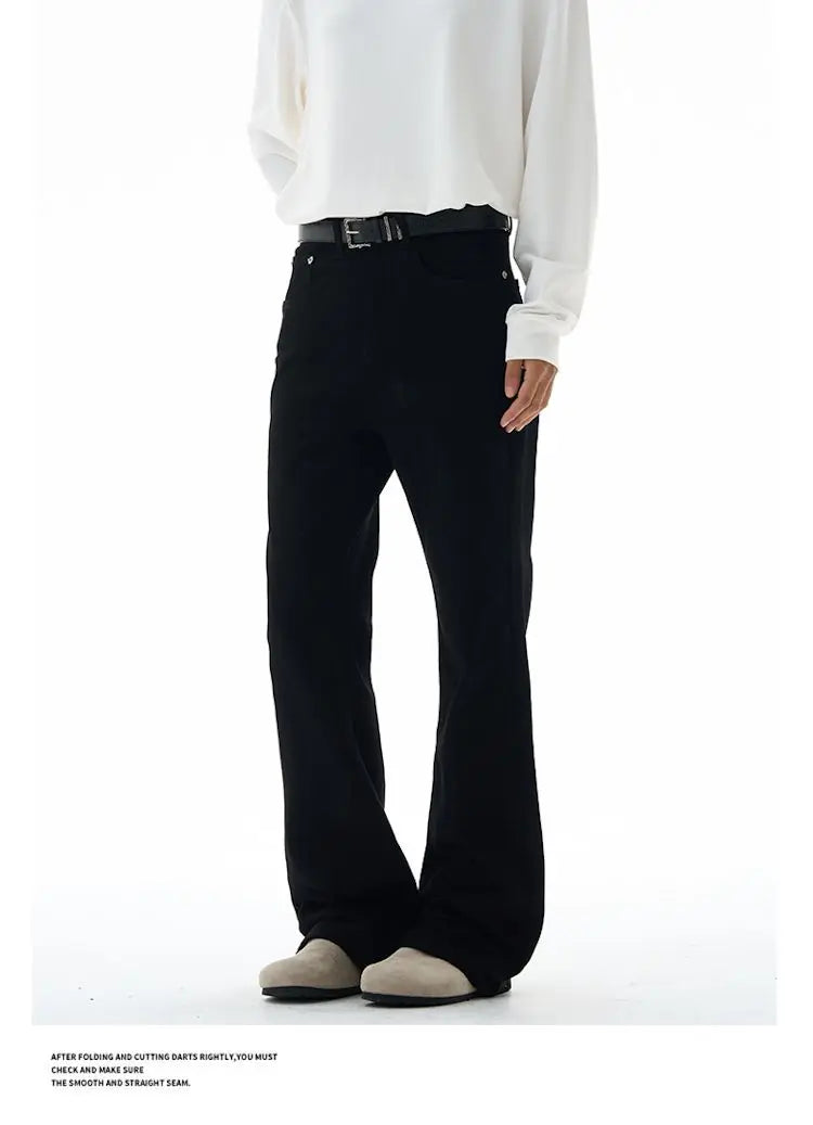 Calça Masculina Vintage Disco Flare Sólida Elástica Slim Fit Estilo Hippie Calça Casual de Perna Larga Streetwear Masculino
