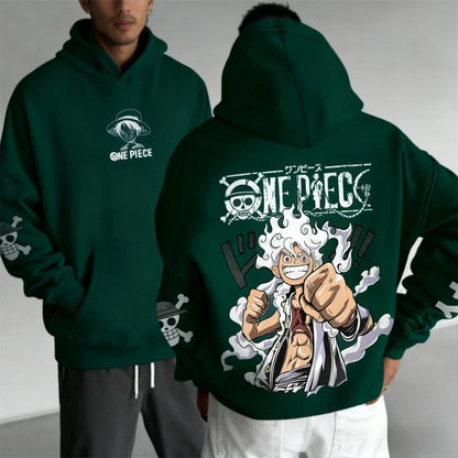 Autumn/Winter Japanese Hot Blood Anime Classic Luffy 5th Grade Hoodie for Men and Women, Casual and Comfortable Top