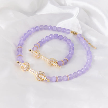 015810 Beaded Choker for Women Color Natural Stone Necklace Set Daily Wear Ceremony Engament Cocktail Party Jewelry Accessories