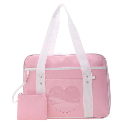 Japanese Lolita Heart JK School Uniform Bags Fashion Women Oxford  Women Student PU Handbag Cosplay Anime Shoulder Bag