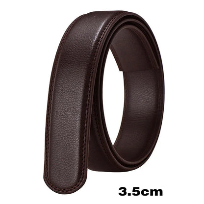 Men Women 2.4 2.8 3.0 3.5 cm Wide Belt No Buckle for Automatic Buckle High Quality PU Leather Belts Body Straps without Buckle