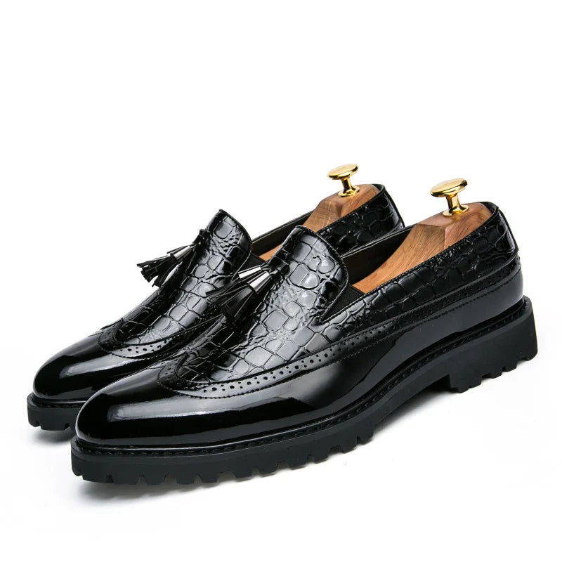 High Quality Casual Business Leather Shoes Men Formal Men's Dress Shoes Classic Tassels Retro Office Social Leather Loafers Male