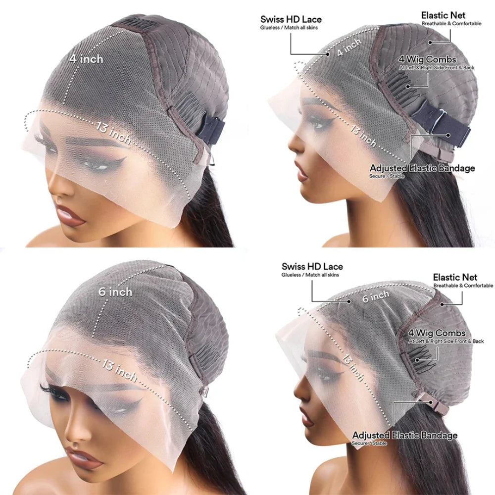 Body Wave Wig 46 Inches #4 Chocolate Brown Remy Hair 13x4 13x6 HD Transparent Lace Frontal Wigs Pre Plucked Human Hair For Women