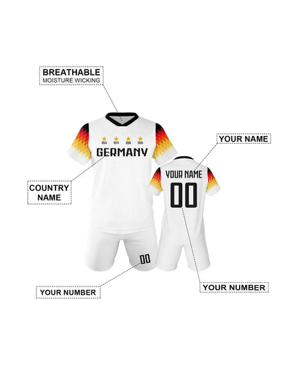 Custom Kids Soccer Jersey Germany Football Shirt with Personalized Name and Number School Team Club Training Jersey