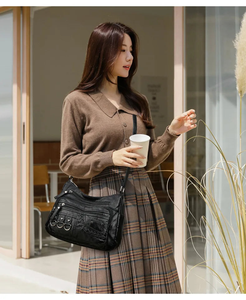 New Arrival Crossbody Shoulder Bag Soft Washed Leather Women's Mini Bag Versatile Handbag