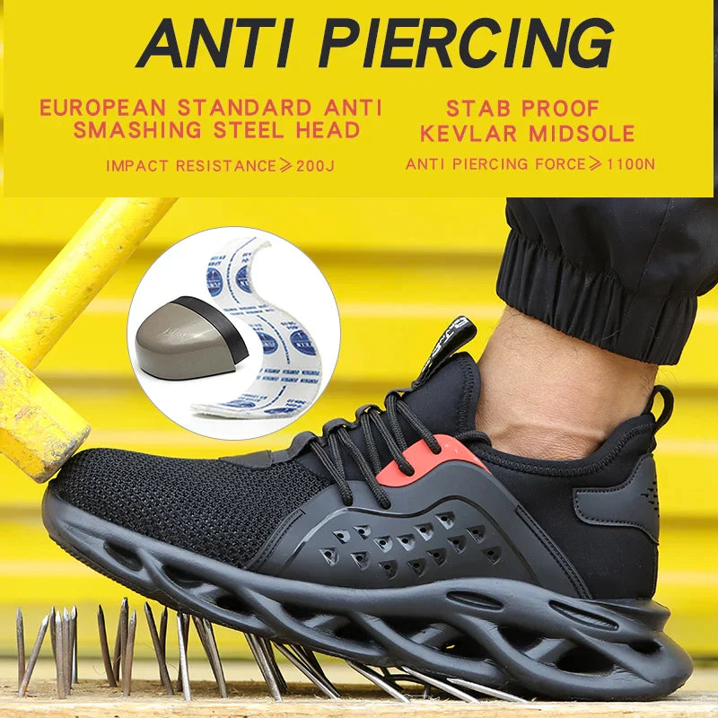 Comfortable Indestructible Safety Shoes Men Work Sneakers Light Security Boots Men Puncture-Proof Work Boots Steel Toe Shoes