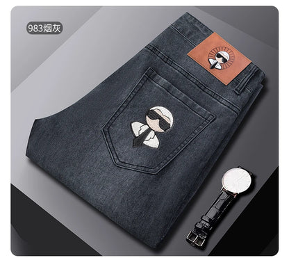 Fashion Men Jeans Stretch Straight Leg Casual Slim Fit Denim Pants Male Brand Luxury Design Business Classic Trousers