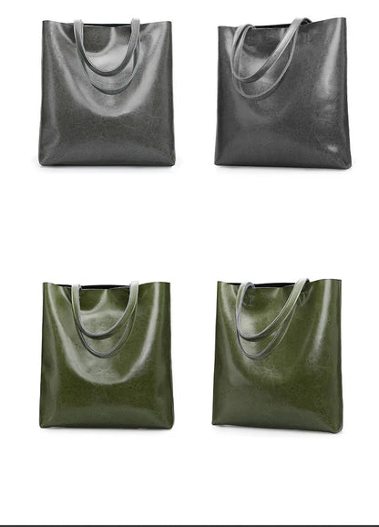 Women Genuine Leather Shoulder Bags Retro Fashion Designer Bag Large Capacity Female Versatile Tote Bag Portable Phone Bag Girl
