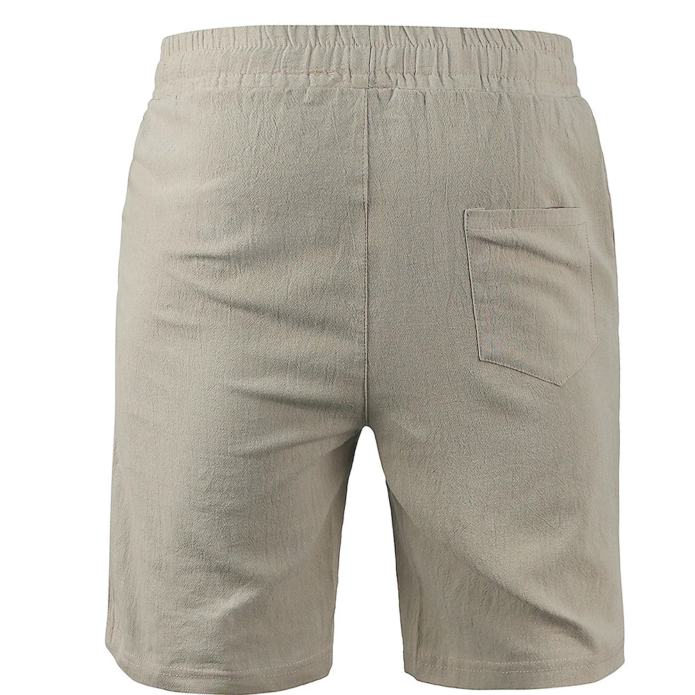 New Men's Cotton Linen Shorts Pants Male Summer Breathable Solid Color Linen Trousers Fitness Streetwear S-3XL