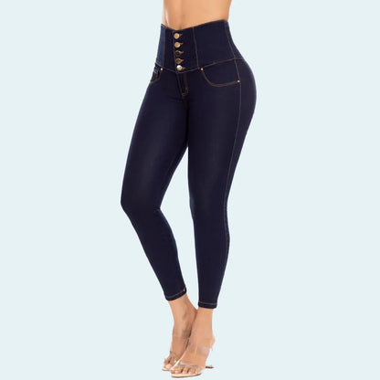 Women High-waist Stretch Slim-fit Denim Oversize Trousers Shaping Butt Lift Jeans Fashion Thin Leg Elastic Jeans