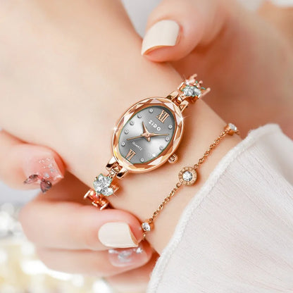 V22 Women's Watches Light Luxury Diamond Inlaid Female Watch Waterproof Oval Ladies Fashion Quartz Bracelet Wristwatch