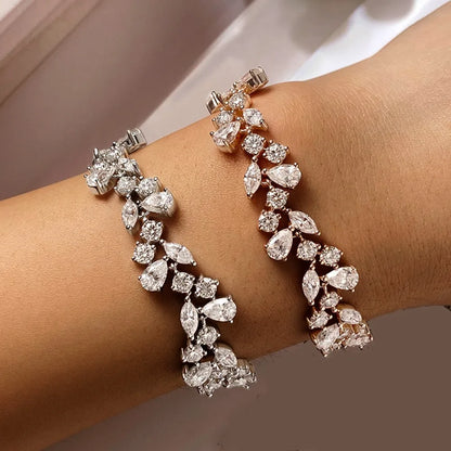 Marquise/Pear/Round Cut Full Moissanite Diamond Bracelets for Women 925 Silver Luxury Bridal Wedding Bracelet With Certificate
