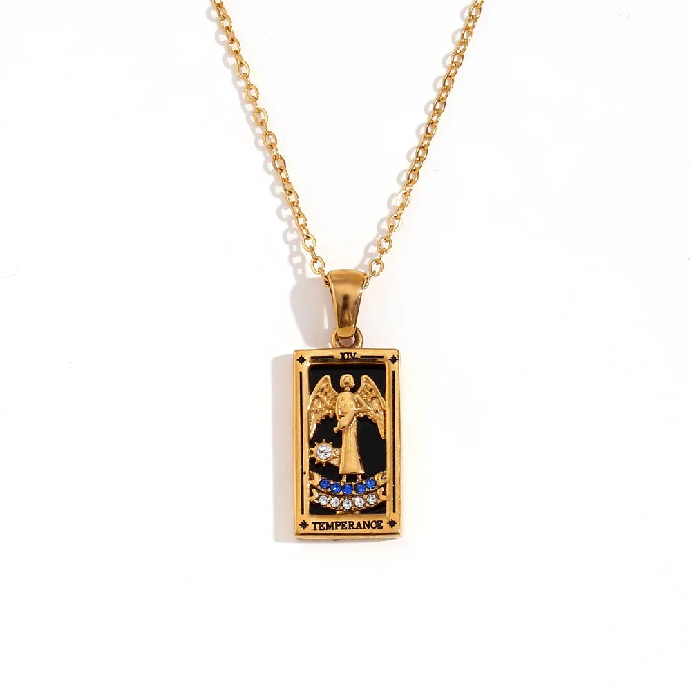 Original New Tarot Queen Lover Magician Moon Necklace Tarnish Free Stainless Steel Jewelry 18K Gold Plated Decoration