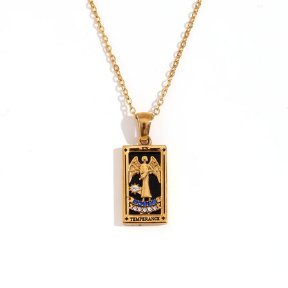 Original New Tarot Queen Lover Magician Moon Necklace Tarnish Free Stainless Steel Jewelry 18K Gold Plated Decoration
