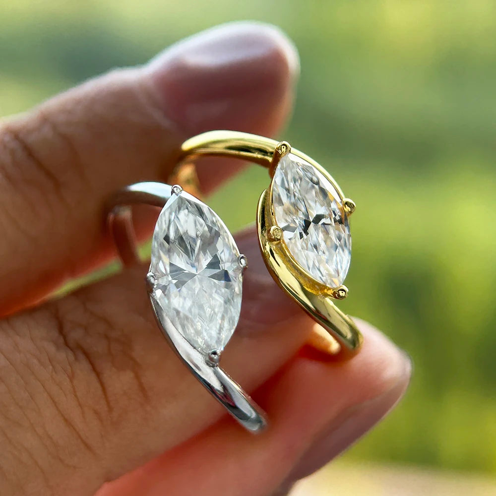 1/2CT Marquise Moissanite Ring S925 Silver 18K Gold Plated for Women Men Solitaire Wedding Band Gift Fine Jewelry with GRA