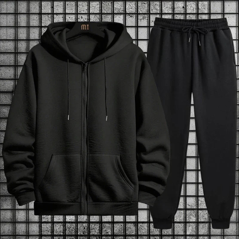 Plus Size Men's Tracksuit Hooded Sweatshirts Sports Sweatpants Zipper Jacket Coats Casual Jogging Pants Male Clothing 110-185KG