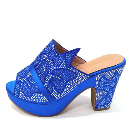 Shoes Open Toe Slingbacks Low (1cm-3cm) Women Pumps for Party Lady Sandals with Heels Italian Shoe with Rhinestone