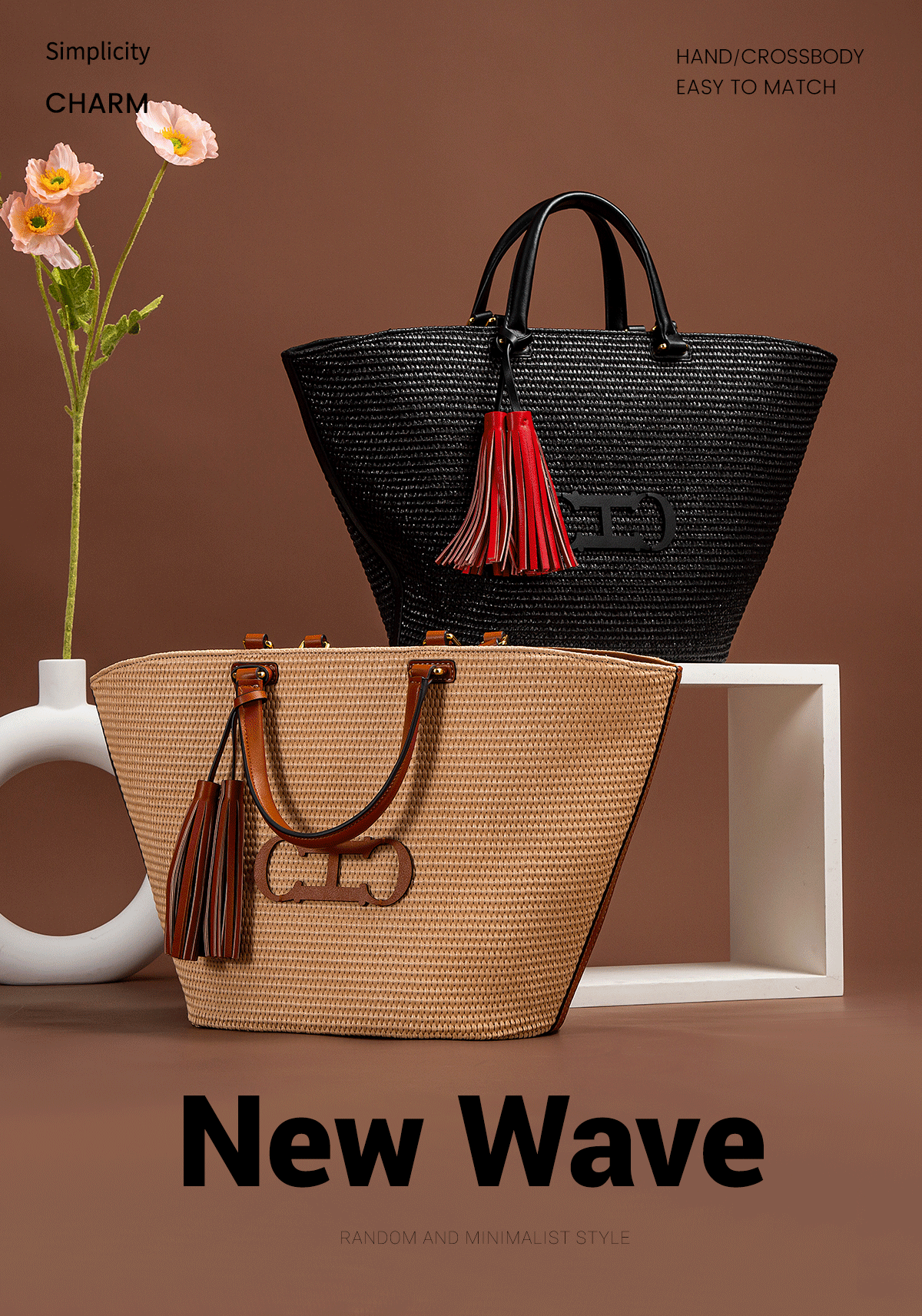 Women's Tote Bag 2024 New Vacation Beach Bag Beach Bag Handheld Shopping Bag