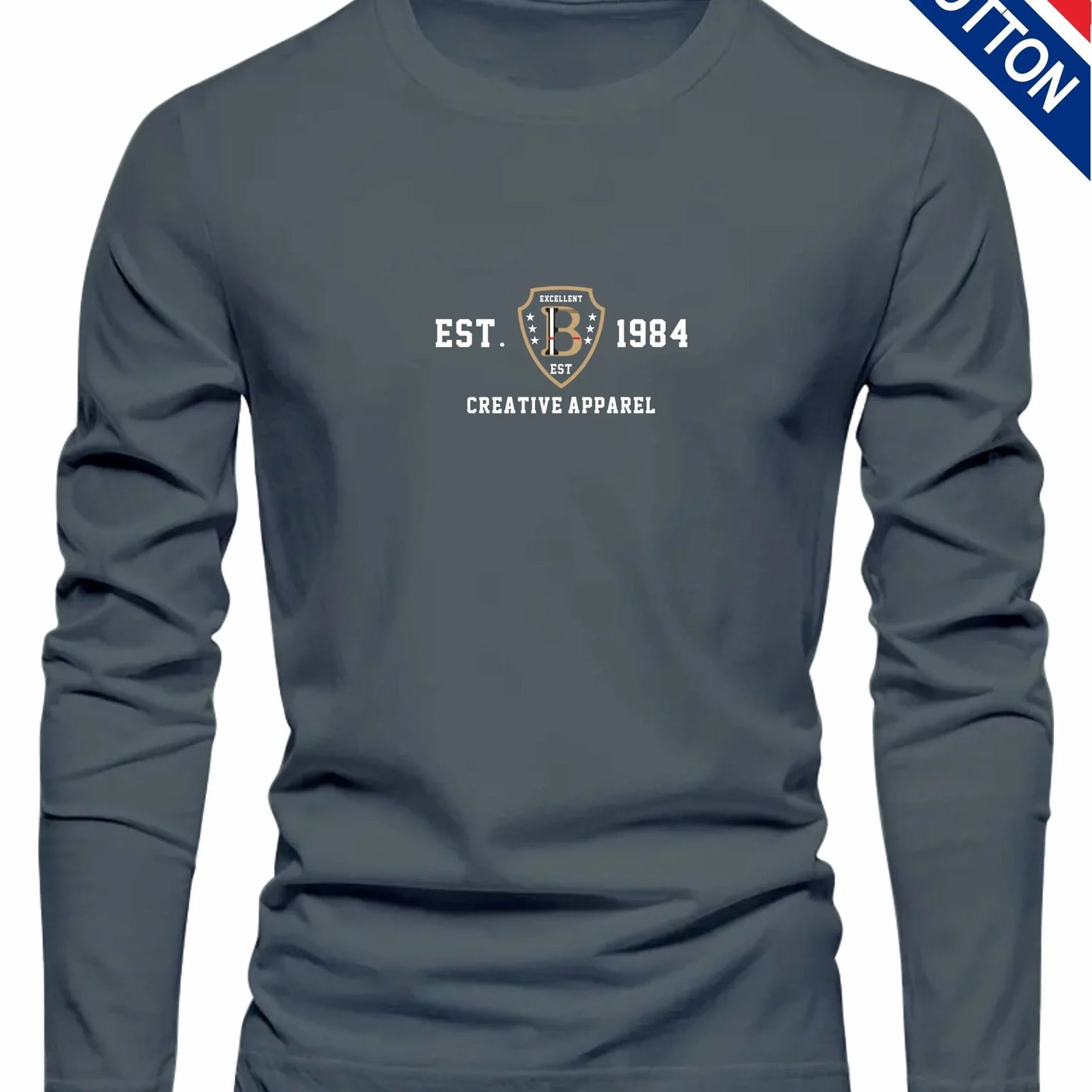 Men's 100% pure cotton loose and comfortable casual sports THE ORIGINALS letter printed round neck long sleeved T-shirt top