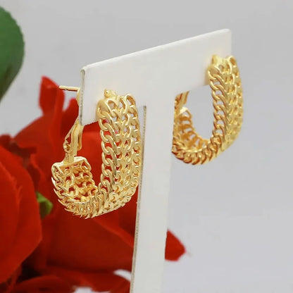 Dubai Luxury Handmade Women Jewelry Set 18k Gold-Plated Chain Necklace Bracelet Stud Earring Full Set Party Wedding Bijoux