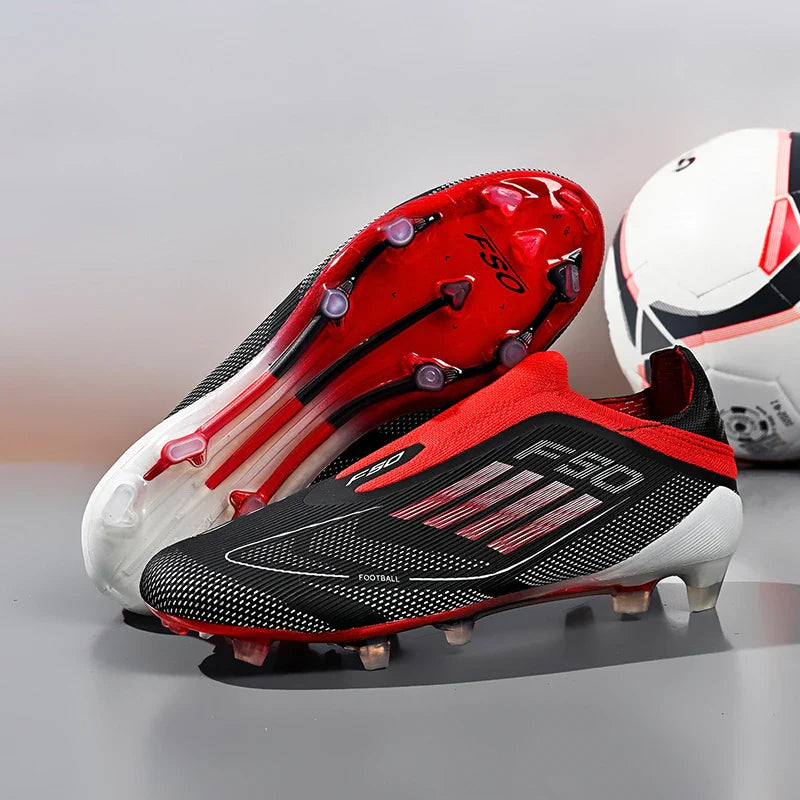 NEW Without-lace F50+ Mens Soccer Shoes Boys Training Non-Slip Turf Soccer Cleats TF/FG Football Sneakers Chuteira Campo 35-45