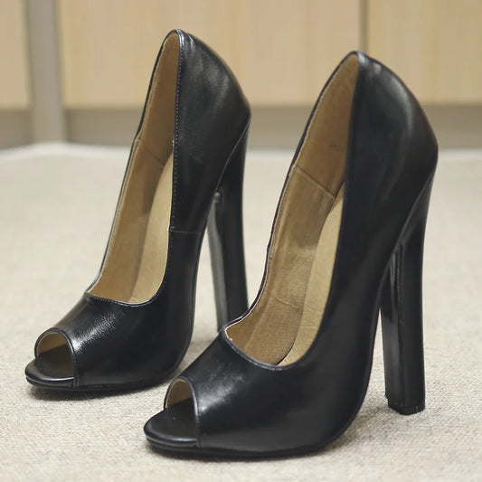 Unisex's Extreme High Heel Peep Toe Stiletto Pumps Shoes Fetish Footwear