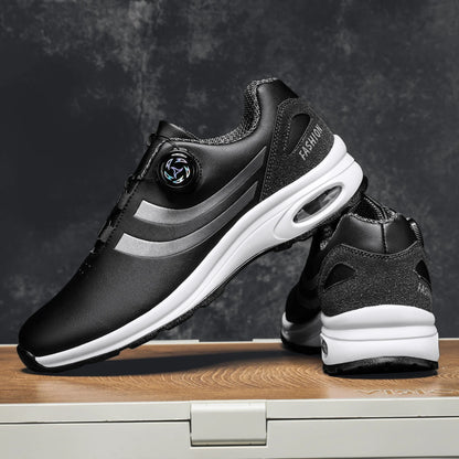 New Men's Fashion Casual sports shoes, Comfortable Hovershoe sole, Outdoor Leisure Walking cycling, Golf shoes, black and White