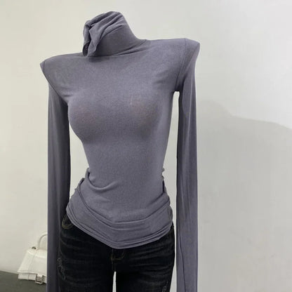 Slim High Quality Plain T Shirt Women Cotton Elastic Basic Female Tops Long Sleeve Sexy Thin T-shirt see through