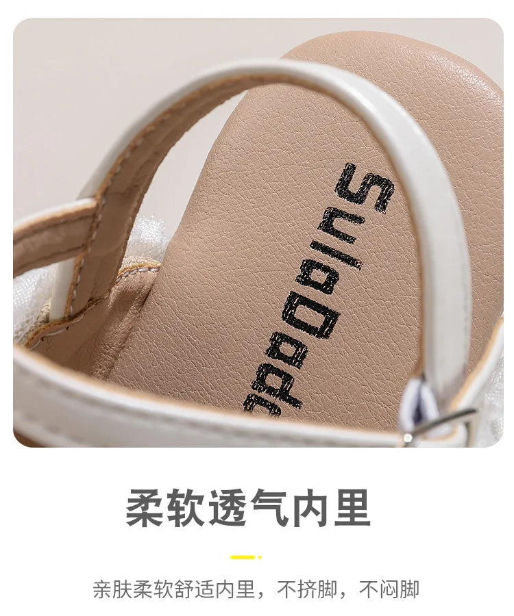 Girls Sandals Small Cute Flowers Close-toed Sandals For Girl 2025 Spring Summer Kids Flats Girls Ankle Strap Sandals