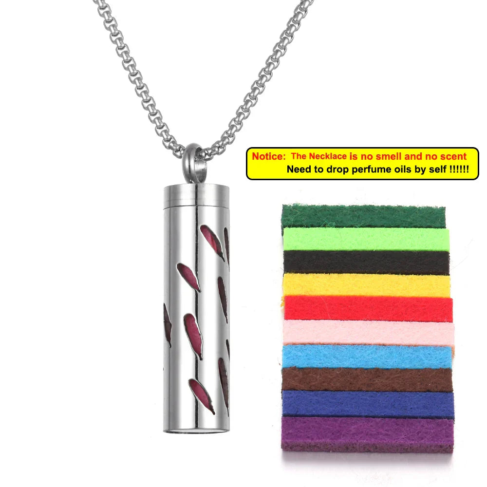 Long Strip Stainless Steel Aromatherapy Necklace Perfume Diffuser Essential Oil Diffuser Pendant Necklace Jewelry Accessories