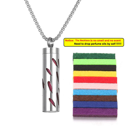 Long Strip Stainless Steel Aromatherapy Necklace Perfume Diffuser Essential Oil Diffuser Pendant Necklace Jewelry Accessories