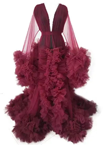 Maternity Star Dresses Robe Tiered Ruffles Photoshoot Babyshower Bathrobe Maternity Dress Sexy Kimono Party Birthday Gowns