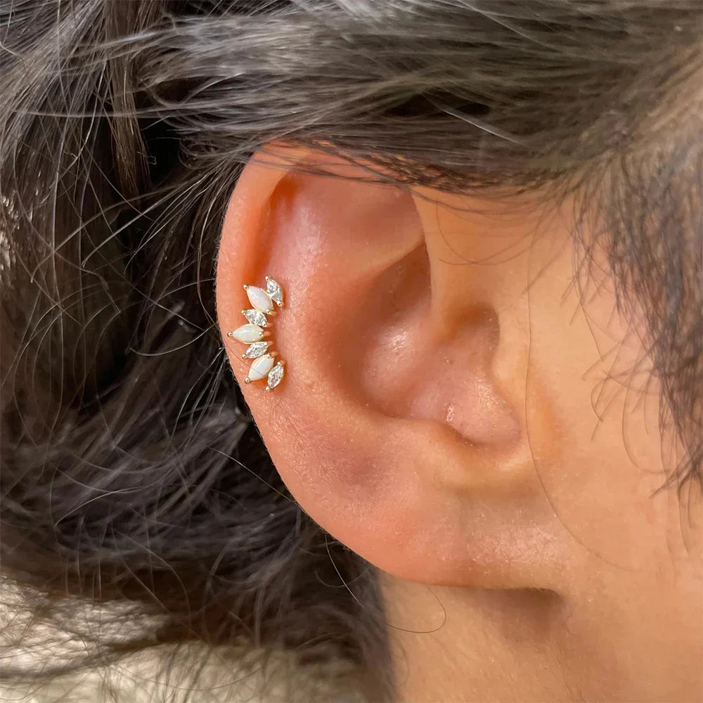 925 Sterling Silver White Zircon Opal Earrings For Women Girl Wedding Engagement Jewelry Delicate Ear Buckle jewelry