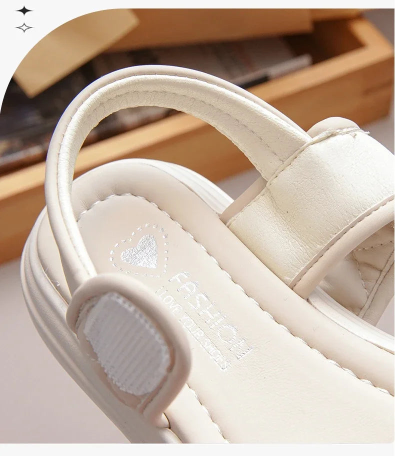 Kids Causal Sandals 2024 Thick Bottom Summer Toddler Girls Sandals Fashion Open-toe Children's School Black Sandals Versatile