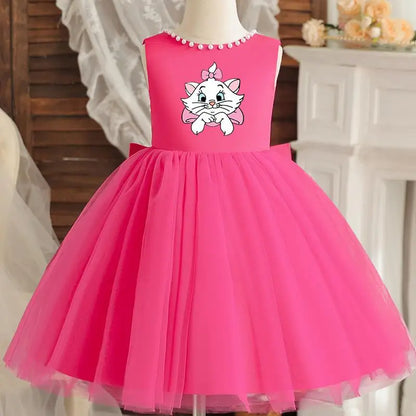 Princess Girl Bow Dress Kids Tulle Wedding Guest Party Birthday Pearls Elegant Bridesmaid Pageant Prom Ball Gown Gift