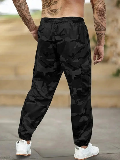 Men's Cargo Pants Multi-Pockets Camouflage Trousers Autumn Lightweight Casual Sweatpants Outdoor Work Hiking Legged Pants Male