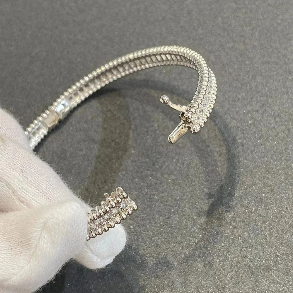 2mm  Certified Full Moissanite Diamond Bangle 100% 925 Sterling Silver Plated 18K Gold Bracelet Luxury Fine Jewelry for Women