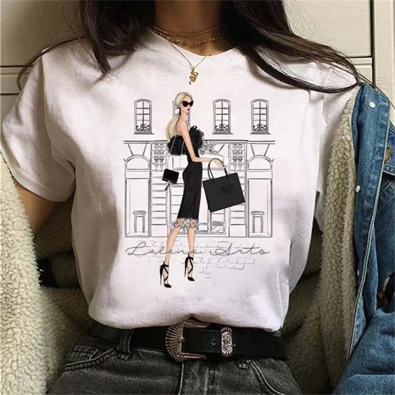 Women T Shirt London Paris New York City Travel Graphic Print Fashion Streetwear Urban Vacation Casual Short Sleeve