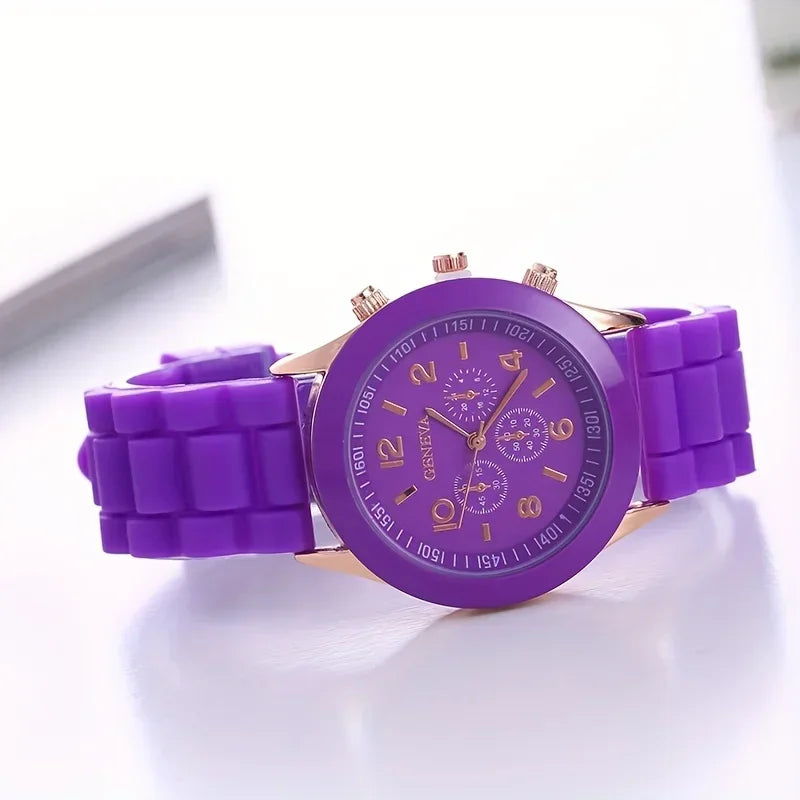 Stylish Round Pointer Quartz Watch, Triple Dial Silicone Watchband Sports Wristwatch For Women And Men, Ideal choice for Gifts